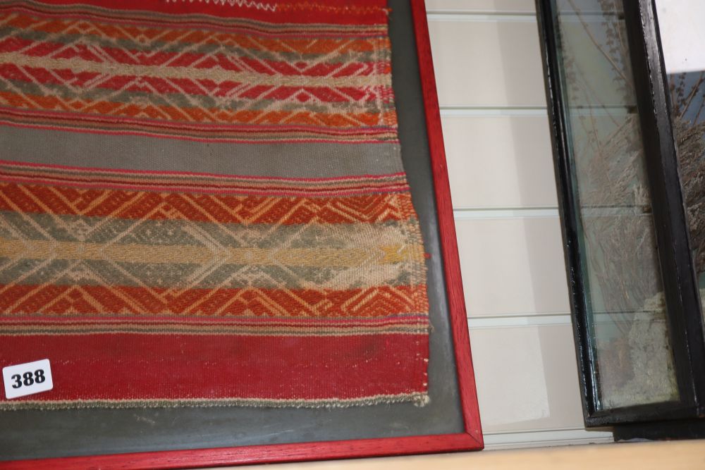 A Turkish kilim panel, framed, overall 73 x 64cm
